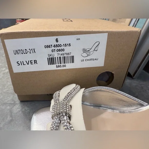 LE CHATEAU silver bow block heel mules - Picture 4 of 8